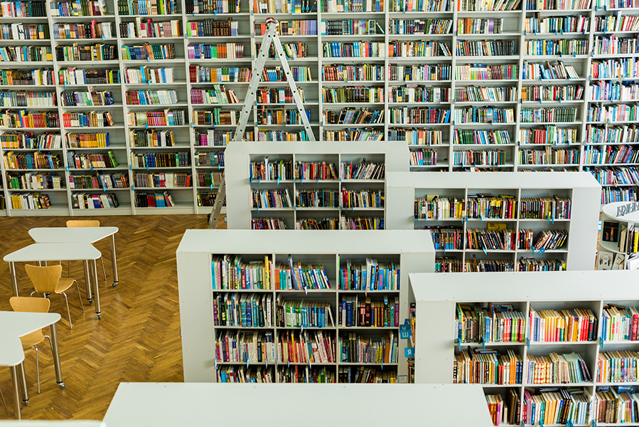 Amplia Bibliotecas con Racks llenos de libros